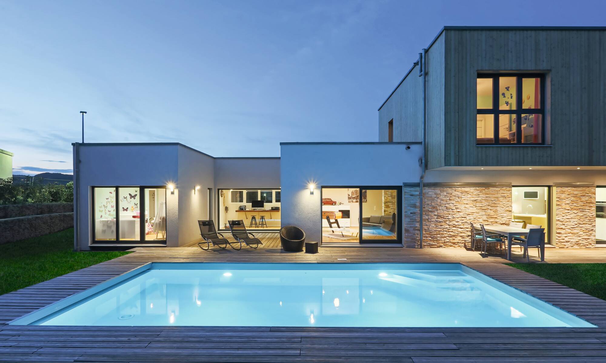 Architect-designed prefab home with large pool